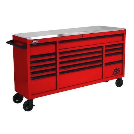 Homak RS Pro 72IN 16drawer bottom with SS Top-Red RD04072164
